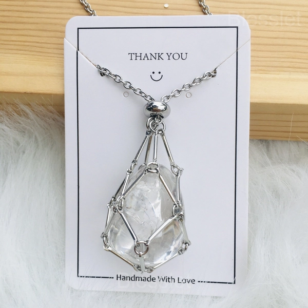 Interchangeable Healing Crystal Necklace with Stone Holder – Jewelry Gift