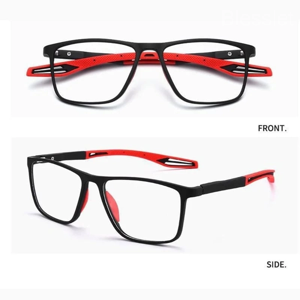 Titanium Progressive Reading Glasses – Ultra-Light Anti-Blue Light Bifocals - Red, +3.00 / 65-69 YEAR OF AGE