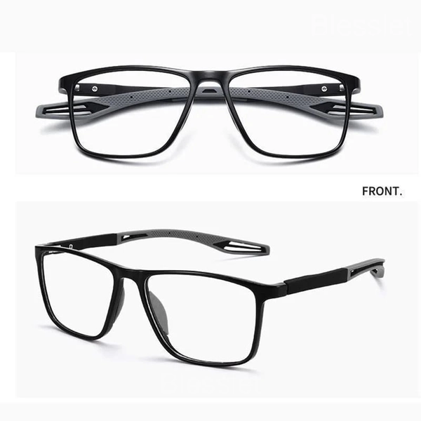 Titanium Progressive Reading Glasses – Ultra-Light Anti-Blue Light Bifocals - Black, +3.00 / 65-69 YEAR OF AGE