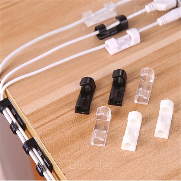 Self-Adhesive Cable Organizer Clips – 20/60pcs Wire Management Clamps
