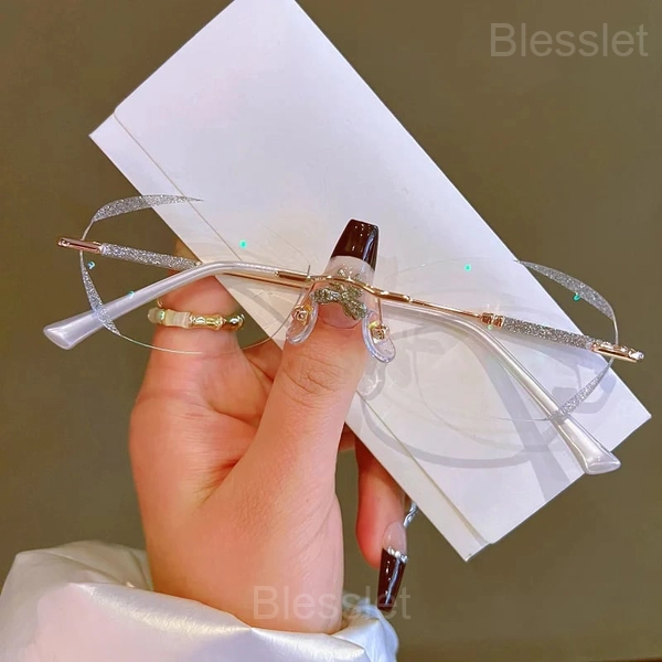 Women’s Diamond Rimless Anti-Blue Light Presbyopia Glasses - Silver, '+2.50 / 60-65 YEAR OF AGE