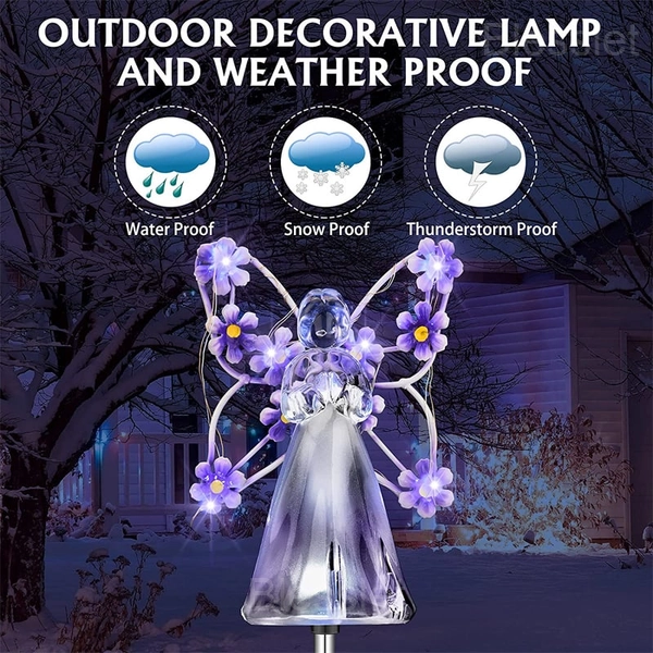 Waterproof Solar Angel Garden Lights with LED Glow - Purple