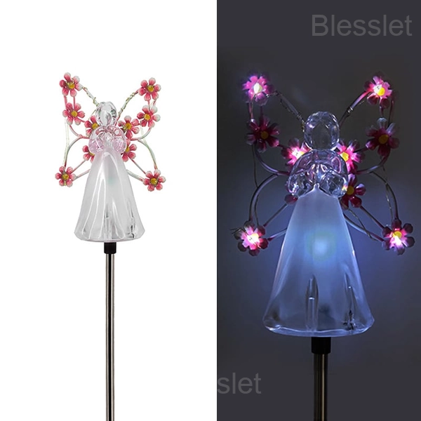 Waterproof Solar Angel Garden Lights with LED Glow - Pink