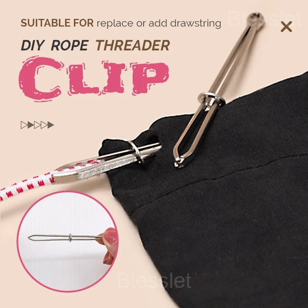 Metal DIY Rope Threader Clip for Easy Elastic & Drawstring Repair