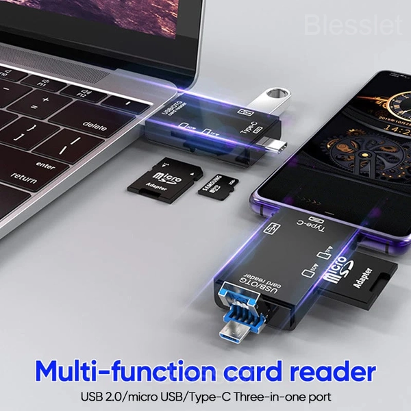 6-in-1 USB-C Media Card Reader with Fast Data Transfer