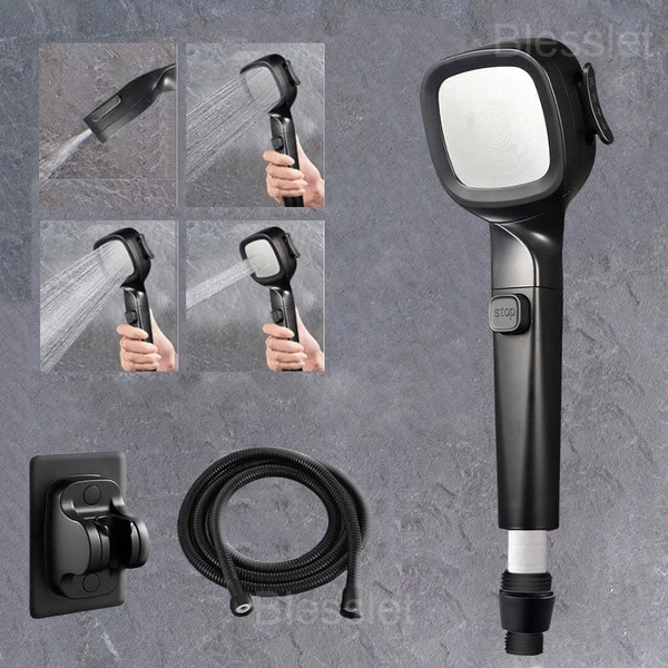 Multi-Functional High Pressure Shower Head with 4 Spray Modes & Filter - Black, 🔥🔥Shower Head + Holder + Hose