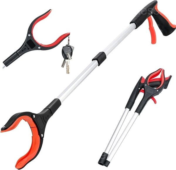 Foldable Grabber with 360° Swivel Jaw - Mobility Reacher Tool - orange