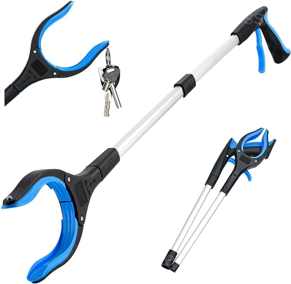 Foldable Grabber with 360° Swivel Jaw - Mobility Reacher Tool - blue
