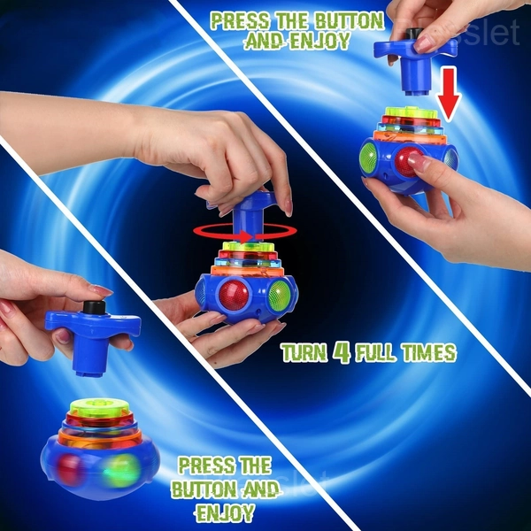 Music & Flashing Light Spinner Toy with Launcher for Kids