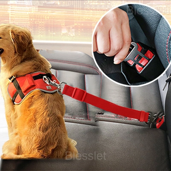 Adjustable Dog Car Safety Seat Belt - Durable & Universal Fit - RED