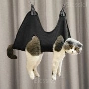 Durable Pet Grooming Hammock with Breathable Mesh for Easy Care - Black, Small