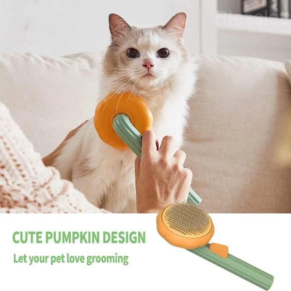 Awpland Pumpkin Pet Hair Comb with Self-Cleaning & Massage Tips
