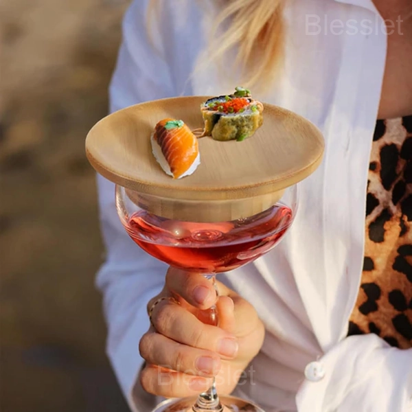2024 Bamboo Wine Glass Charcuterie Board Topper Coaster - 1 Pc