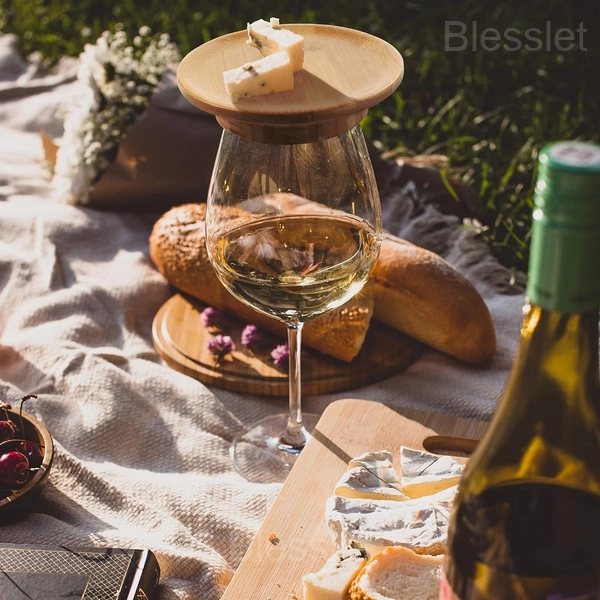 2024 Bamboo Wine Glass Charcuterie Board Topper Coaster