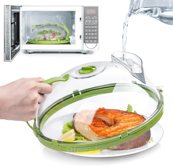 2-in-1 Microwave Food Cover with Built-in Steamer & Handle - BUY 2
