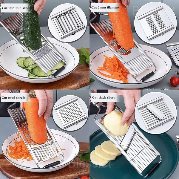 Multi-Purpose Vegetable Slicer Set with 8 Stainless Steel Blades - Basic Edition (3 Blades)+💥2024 Upgrade Edition (4 Blades)+💖Finger Guard(Free Gifts)