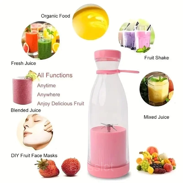 Portable Personal Blender with Self-Cleaning & BPA-Free Bottle - Pink